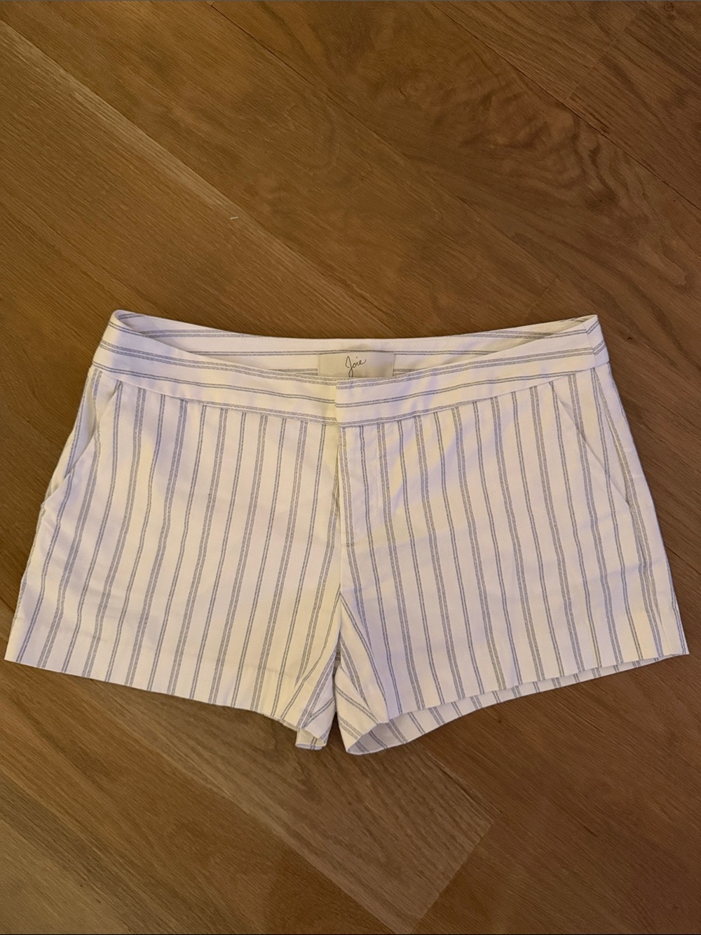 Joie White Shorts with Light Blue Stripes
